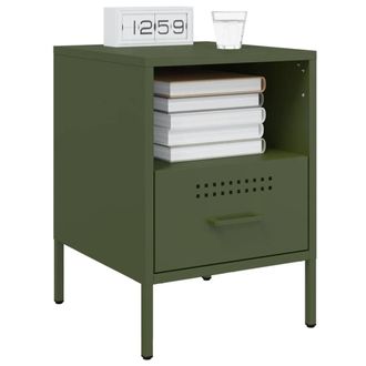 Berkfield Home Sturdy Bedside Cabinets 2 pcs Olive Green 36x39x50.5 cm Steel