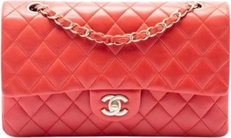 Chanel Pre-owned Classic Double Flap Shoulder Bag - Dames - Vintage Schoudertas - Oranje - ONE Size - Leer - Vintage