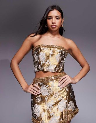 Asos Corsetto a fascia jacquard oro decorato in coordinato
