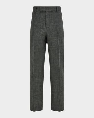 Ferragamo Men & apos;s Wool Chevron Tailored Trousers