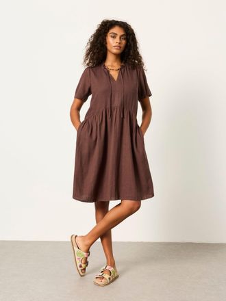 Fat Face FatFace Immy Chocolate Brown Petite Linen Dress