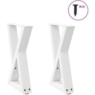 vidaXL Vidaxl - Patas Para Mesa De Centro (2 Unidades), Color Blanco, 28 X (42-43,3) Cm, Acero
