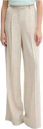 Fracomina Pantalone Wide Broeken - Dames - Wijde Broeken - Beige - L - Katoen - Broeken