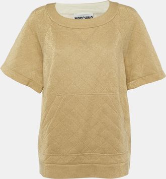 Moschino Gold Metallic Quilted Knit Top M