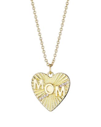 Adornia Adornia 14K Plated Cz Fluted Heart Mom Necklace