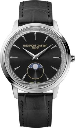 Frederique Constant Moneta Moonphase - Dames - Horloges - Zwart - ONE Size - Leer - Accessoires