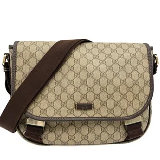 Gucci Beige Brown Gg Supreme Canvas Leather Shoulder Bag (Pre-Owned)