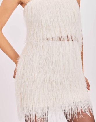 Sadie & Sage Angel Wings Fringe Skirt In White