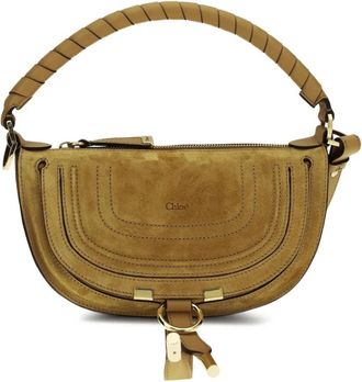 Chlo&eacute; Tassen, Dames, Groen, ONE Size, Leer, Marcie Suede Shoulder Bag