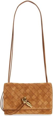 Bottega Veneta Slim Andiamo Intrecciato Suede Crossbody Wallet in 2599 Amber-M Brass at Nordstrom