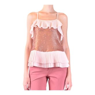 Patrizia Pepe Stijlvolle Roze Mouwloze Top - Dames - Tops zonder mouwen - Roze - S - Polyester - Tops