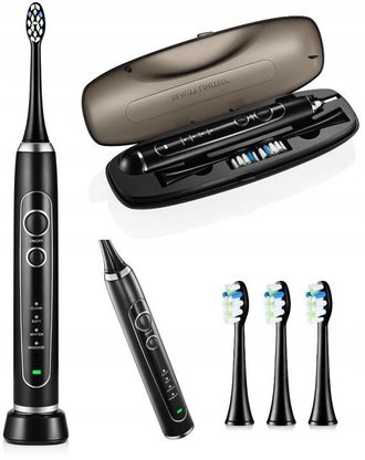 OEM Cepillo De Dientes S&oacute;nico Negro, 3 Cabezales, Impermeable, 4 Modos, Estuche