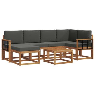 vidaXL Conjunto De Sof&aacute;s De Exterior 7 Pcs Natural Y Antracita Vidaxl