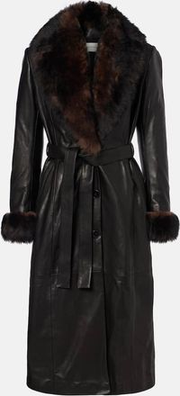 Nour Hammour Cappotto Baez in pelle con shearling