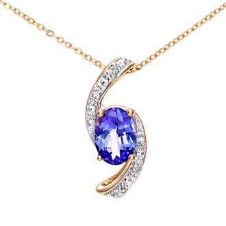 Diamant L'éternel Womens 9ct Yellow Gold Tanzanite and Diamond Crossover Pendant - One Size