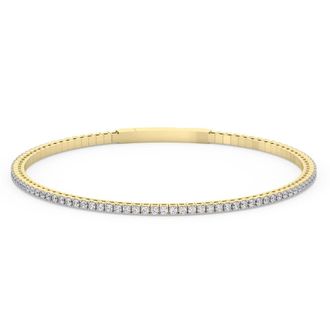 Pompeii3 1Ct Diamond Flexible Oval Bangle Womens Bracelet 14k Yellow Gold Lab Grown Size: 6.75