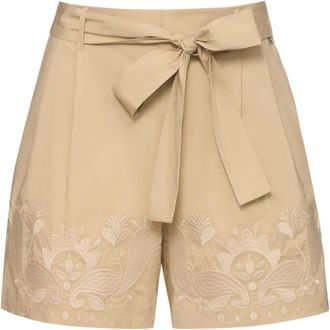 Twin-Set Casual Shorts - Dames - Korte Broeken - Beige - L - Katoen - Korte Broeken