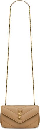 Saint Laurent Loulou kleine crossbodytas - Beige
