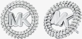 Michael Kors Small Pav&eacute; Logo Charm Two-Tone Stud Earrings