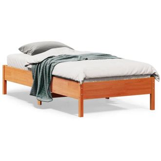 vidaXL Bed Frame without Mattress Wax Brown 75x190 cm Small Single Solid Wood Pine Vidaxl