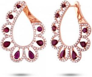 Allurez 1.18ct Diamond & 2.50ct Ruby 14k Rose Gold Earrings