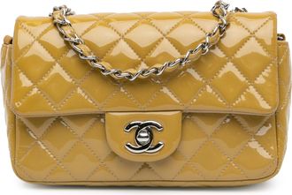 Chanel Pre-owned Womens Mini Classic Flap Bag Patent Leather - Brown - One Size