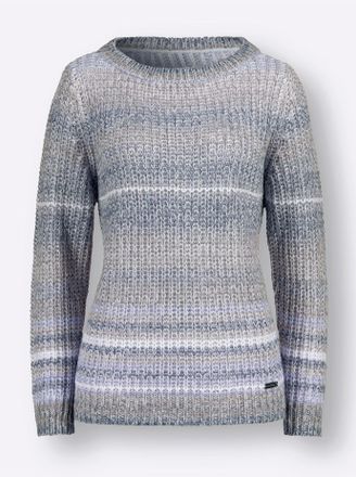 Casual Looks Strickpullover CASUAL LOOKS Pullover, Damen, Gr. 36, beige (taupe, jeansblau, gestreift), 100% Polyacryl, gemustert, gestreift, mehrfarbig, Pullover S