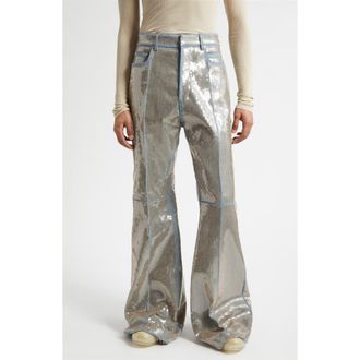 Rick Owens Temple Bolan Sequin Bootcut Jeans in Blue/Sand at Nordstrom, Size 36