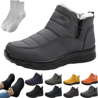 Generic Dritnow Boots,Dritnow Womens Insulated Snow Boots,Waterproof Non-slip Plush Lined Comfortable Warm Winter Shoes Men Women (Gray,10.5)