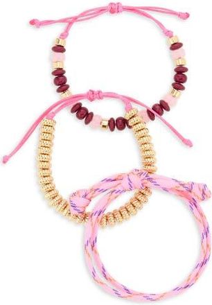 Leith 3-Pack Beaded Paracord Slider Bracelets in Pink Multi- Gold at Nordstrom Rack