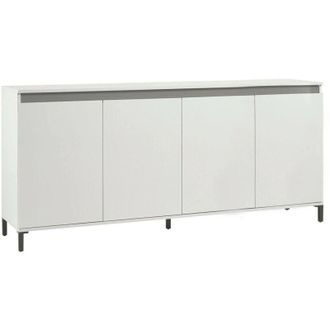 Dmora Credenza Filomena, Alacena 2 Estantes, Hecho En Italia, 40x184x90h Cm Blanco Brillante
