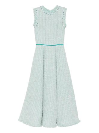 Miau by Clara Rotescu Azucena embellished-collar midi dress - women - Wool/Cotton/Polyamide - 38 - Blue