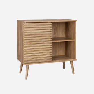 Sweeek Sweeek - Aparador Escandinavo Con Decoraci&oacute;n De Madera, 80cm, Madere, Natural, 80x39x80 Cm
