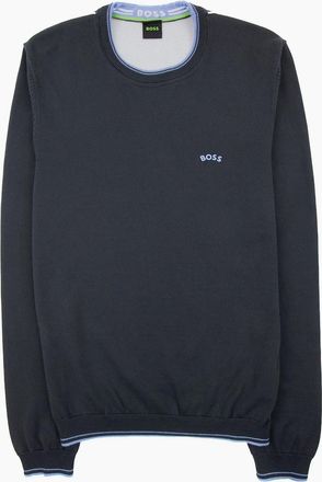 HUGO BOSS Mens Hugo Boss Ritom Curved Logo Sweatshirt Dark Navy 402 - Black - Size: 2XL