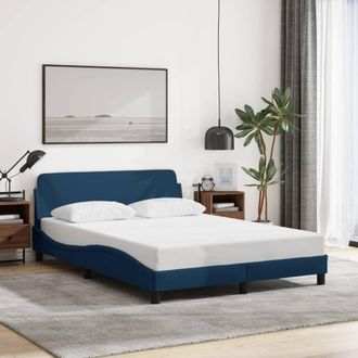 vidaXL Vidaxl - Estructura De Cama Con Cabecero Sin Colch&oacute;n Tela Azul 120x200cm