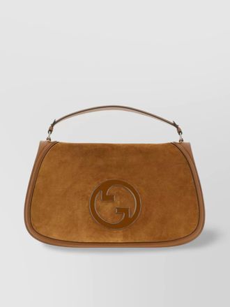 Gucci large structured suede handbag with top handle