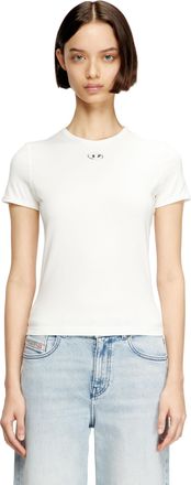 Diesel Slim-fit T-shirt with metallic Oval D - T-Shirts - Woman - White