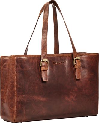 STILORD Gaby Real Leather Tote Bags for Women Large Shoulder Bag with Multiple Compartments for 13.3 Inch Laptop for Office College Ladies Handbags Genuine Le