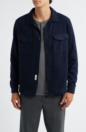 Merz b. Schwanen Organic Cotton Flannel Button-Up Shirt Jacket in Night Blue at Nordstrom, Size Xx-Large