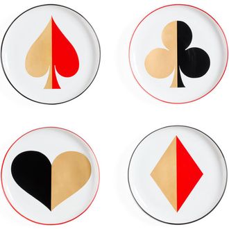 Jonathan Adler Dealers Choice Canap&eacute; Plate Set in White /Black /Red /Gold at Nordstrom