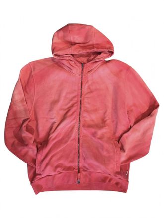 04651/ Mens Dyed Zip Hoodie In Coral Twist