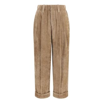 Brunello Cucinelli Corduroy Tailored Broek - Heren - Broeken - Bruin - Maat: S Corduroy
