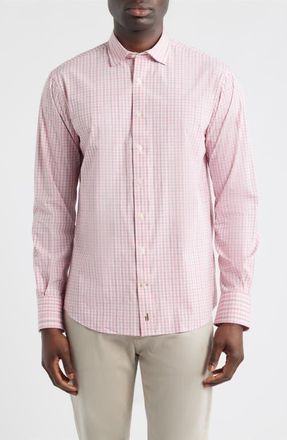 Johnnie-O Morse Check Everyday Performance Button-Up Shirt in Petal at Nordstrom, Size Xx-Large