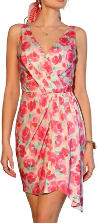 Adelyn Rae Surplice Floral Drape Dress In Muti
