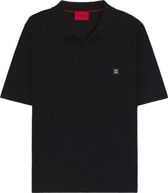 HUGO BOSS Hugo Heren Shiplom Gebreid Poloshirt (Zwart)