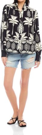 Fifteen Twenty Chloe Blouse In Black/cream Palm Print