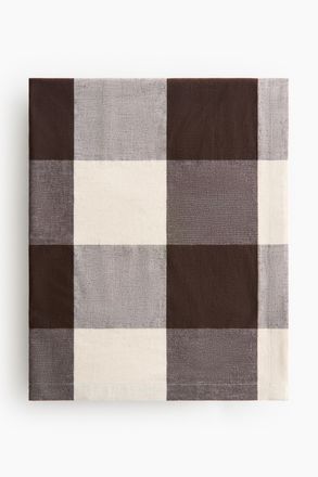 H&M Tischdecke aus Leinenmix - Dunkelbraun/Vichykaro