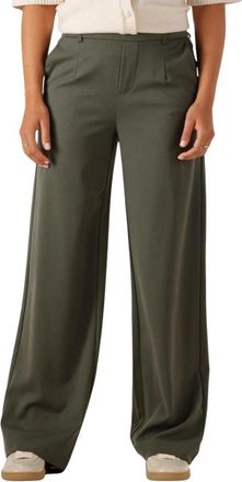 Object Groene Wijde Pijp Broek - Dames - Wijde Broeken - Groen - S - Polyester - Broeken