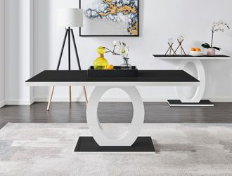 Furniturebox Giovani 160cm 6-Seater Modern Rectangular High Gloss & Glass Dining Table in Black