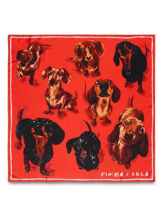 Bimba & Lola dog-print scarf - women - Polyester - One Size - Red
